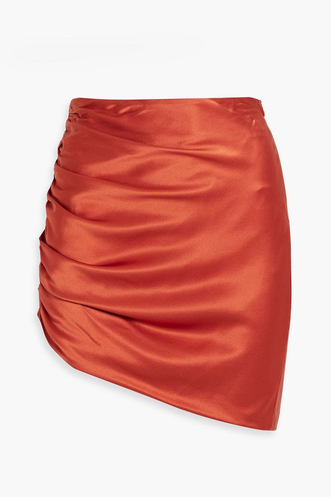 Michelle Mason Asymmetric ruched silk-satin mini skirt