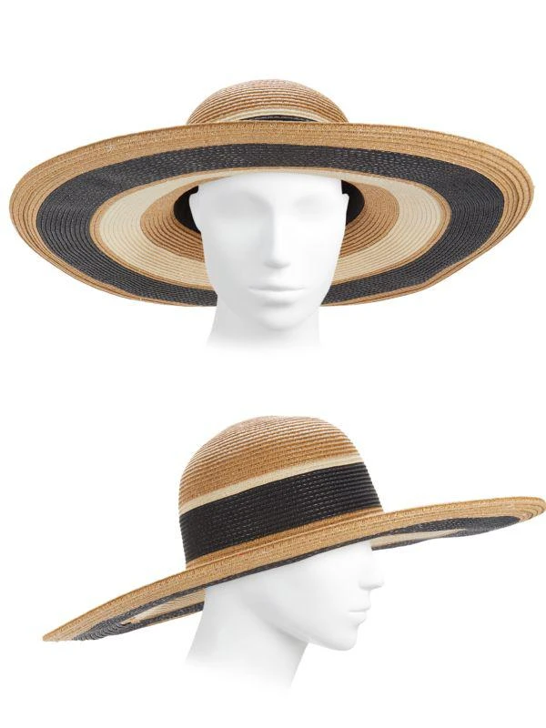San Diego Hat Company Las Palmas Striped Straw Floppy Hat 3