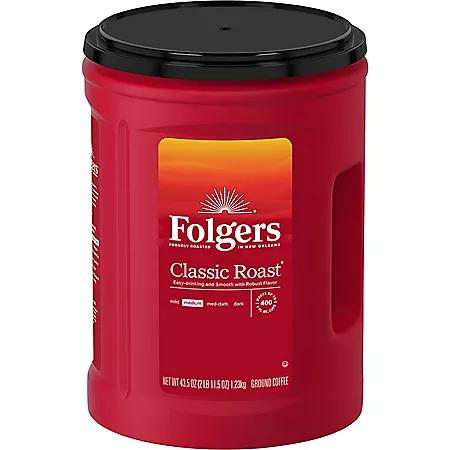 Folgers Folgers Classic Medium Roast Ground Coffee, 43.5 oz.