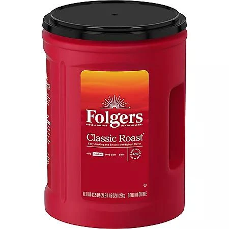 Folgers Folgers Classic Medium Roast Ground Coffee, 43.5 oz. 1