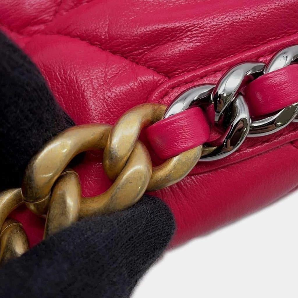 Chanel Chanel Pink Lambskin Leather 19 Flap Chain Shoulder Bag 9
