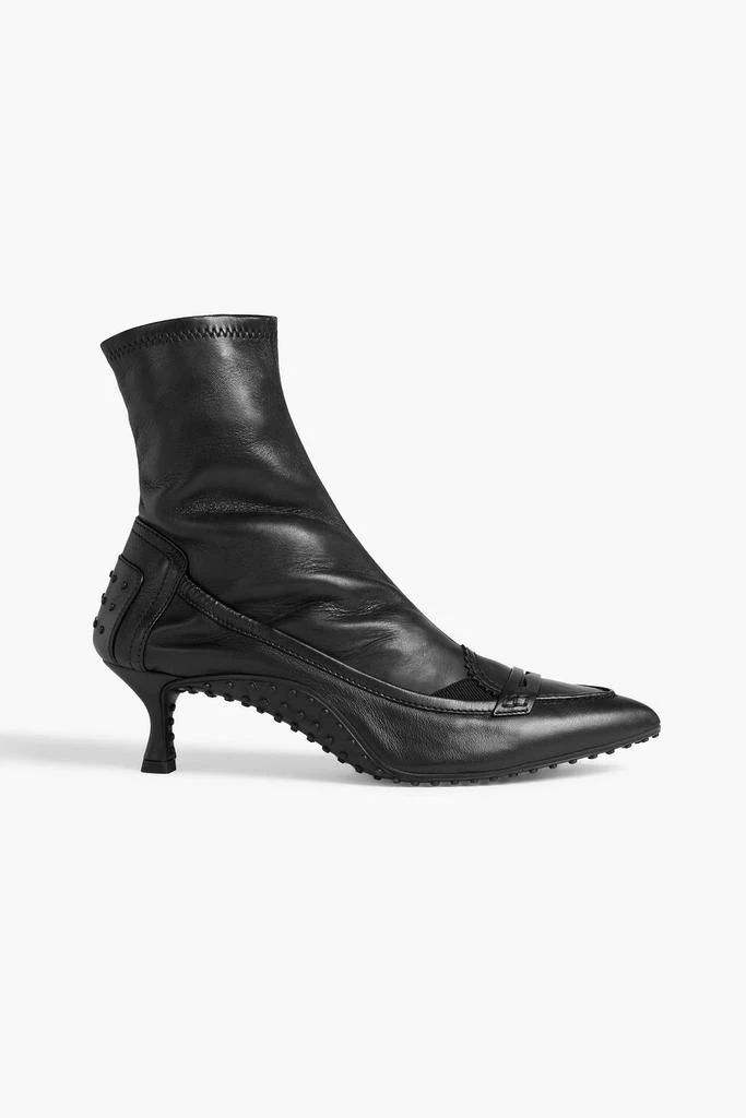 Alessandro Dell'Acqua Grosgrain-trimmed stretch-leather ankle boots 1