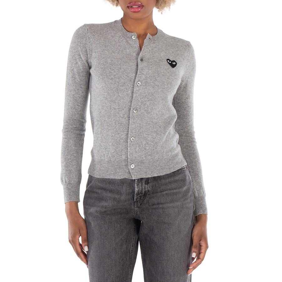 Comme des Garcons Black Heart Logo Cardigan In Grey