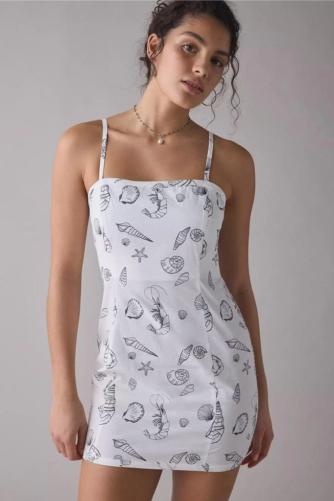 Another Girl Another Girl Seaside Doodle Print Cotton-Blend Mini Dress 1