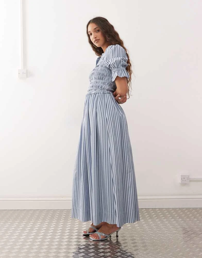Amy Lynn puff sleeve cotton midi dress in blue stripe  On Sale Now with Up  to 11% Off | Discover Exclusive Deals & Savings at BeyondStyle  Authentic  Amy Lynn Home|women