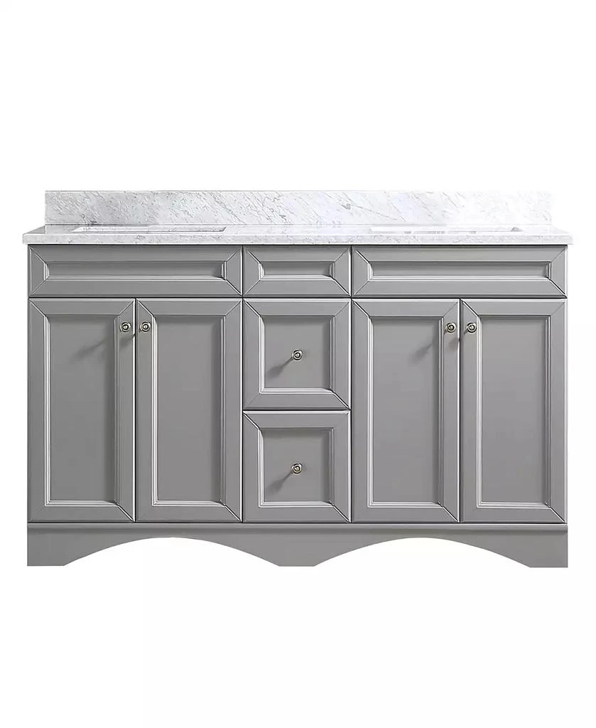 CASAINC 60-Inch Solid Wood Bathroom Vanity with Marble Top and Ceramic Basin