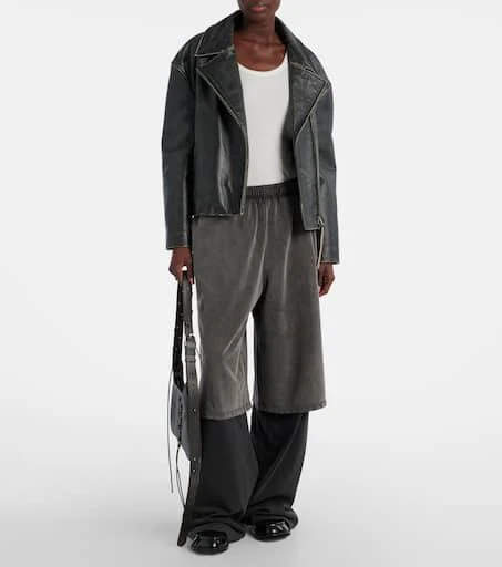 Acne Studios Layered cotton fleece sweatpants 2