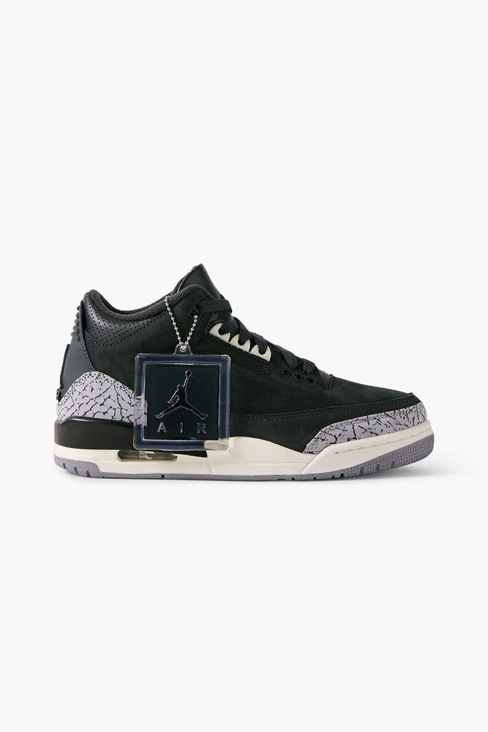 NIKE Air Jordan 3 Retro logo-embroidered suede and leather sneakers