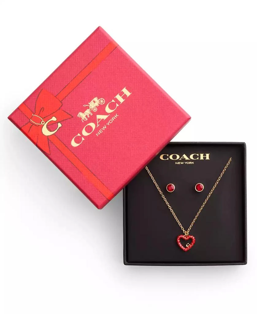 Coach Faux Stone Signature Pavé Heart Jewelry Set 5