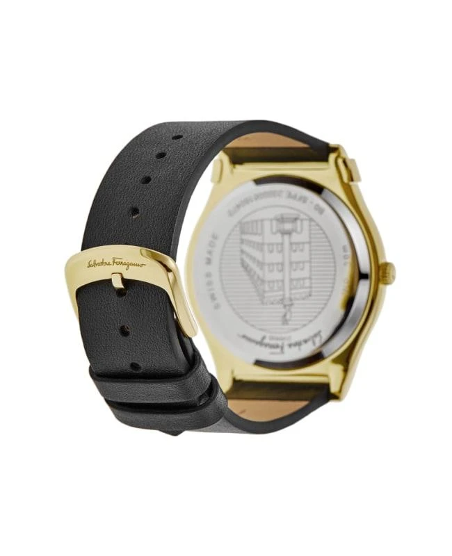 Salvatore Ferragamo Salvatore Ferragamo 1898 Slim Black Dial Leather Strap Men's Watch SFPE00219 4