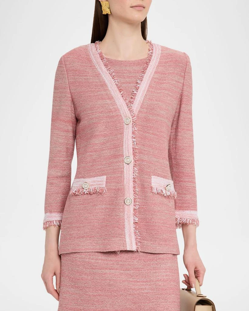 Misook Heritage Fringe-Trim Melange Knit Jacket 4