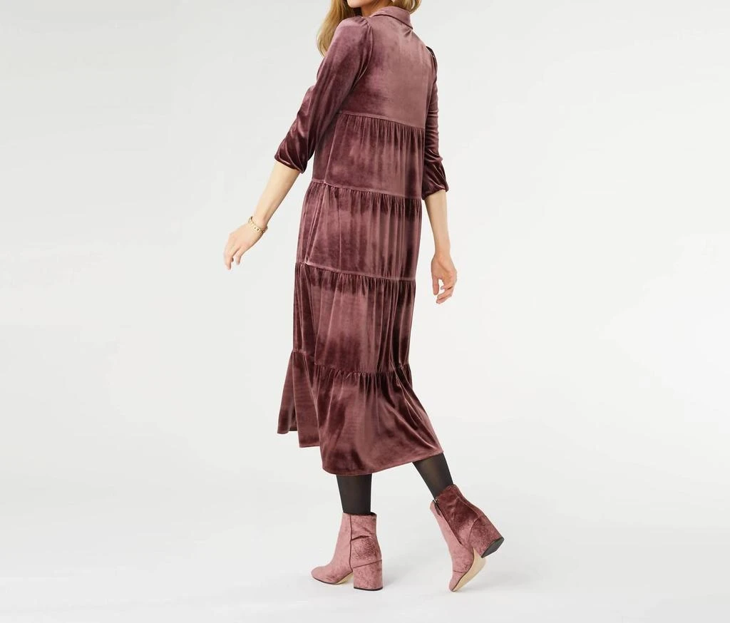 COCO + CARMEN Plum Romance Imagined Velour Dress In Red 2