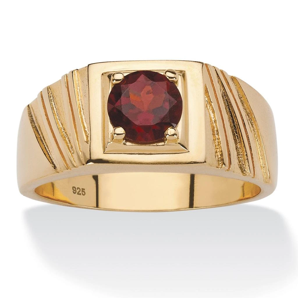 Palm Beach Jewelry Men
s 1.40 TCW Round Genuine Red Garnet 14k Gold-plated Sterling Silver Ring