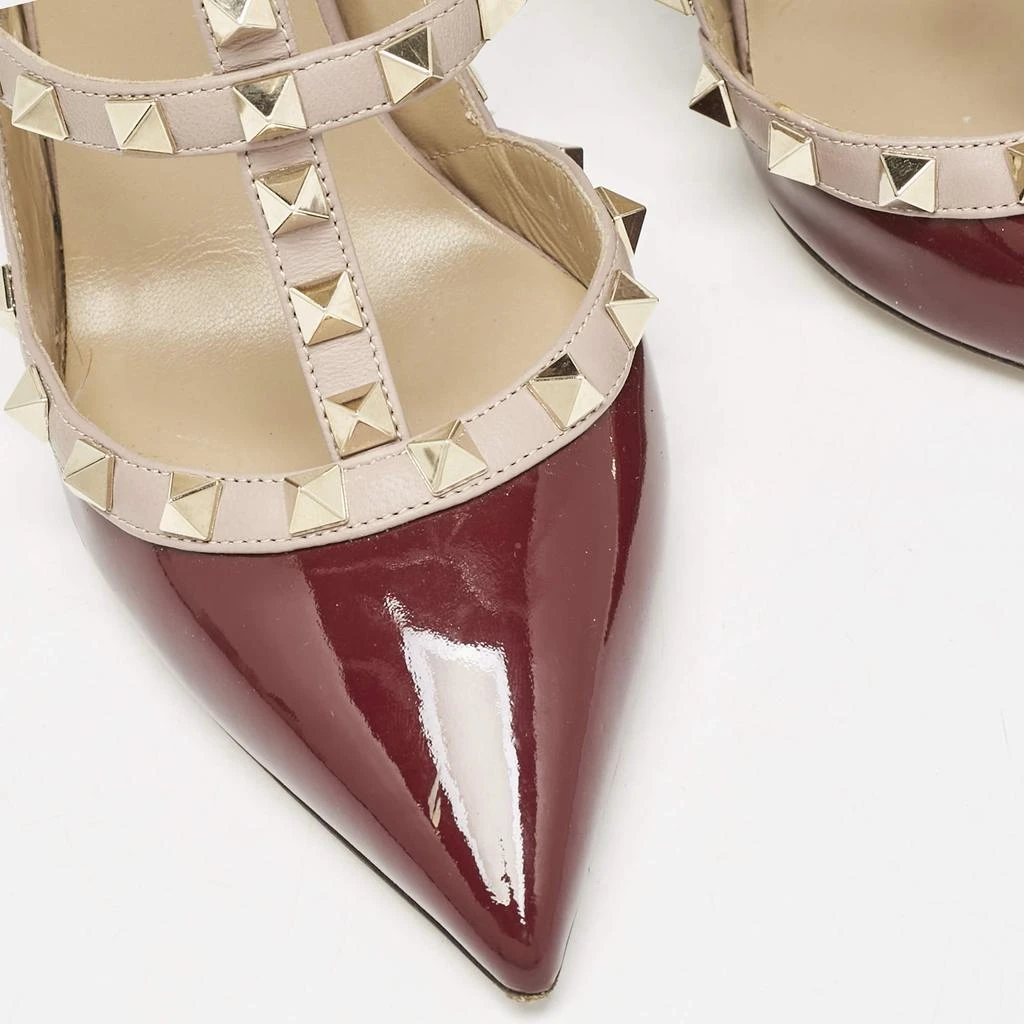 Valentino Valentino Burgundy Patent Leather Rockstud Ankle Strap Pumps Size 38 7