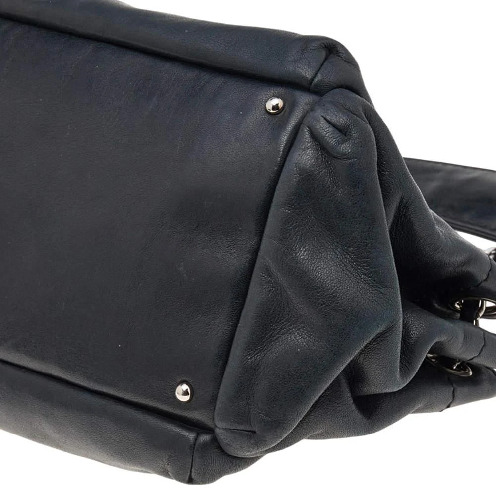 Chanel Chanel Black Leather Accordion Zipper Bag 12