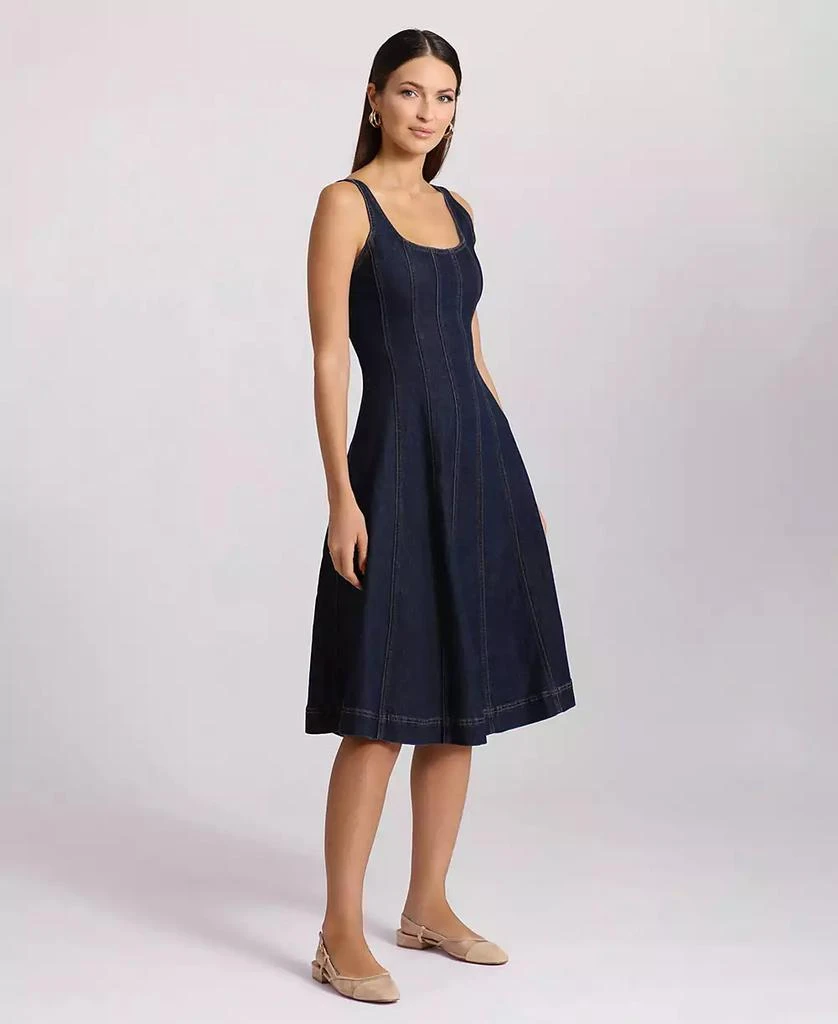 Avec Les Filles Women's Paneled Denim Fit & Flare Dress 3
