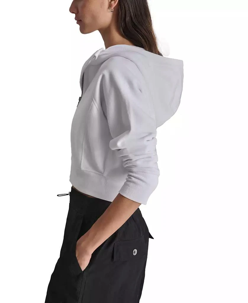 DKNY Women's Stud Logo Hooded Zip-Front Fleece Sweatshirt 3