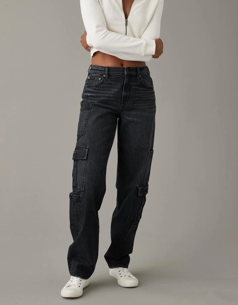 American Eagle Outfitters AE Super High-Waisted Baggy Straight Cargo Jean 4