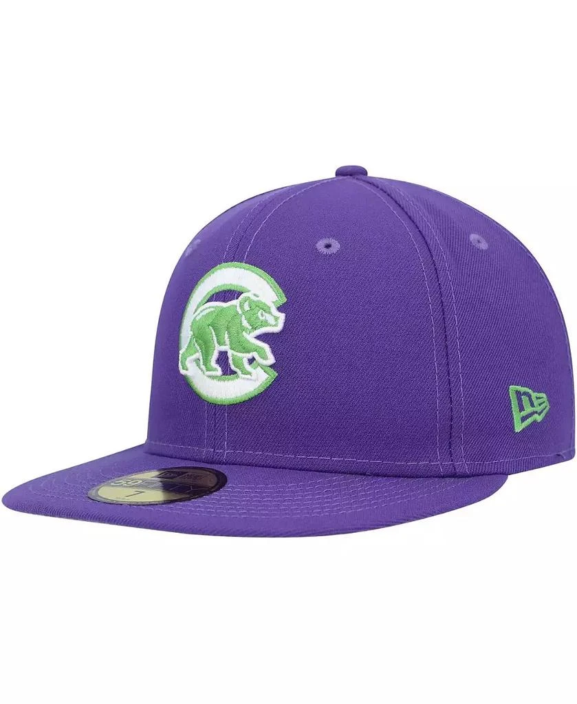 New Era Men's Purple Chicago Cubs Lime Side Patch 59FIFTY Fitted Hat 3