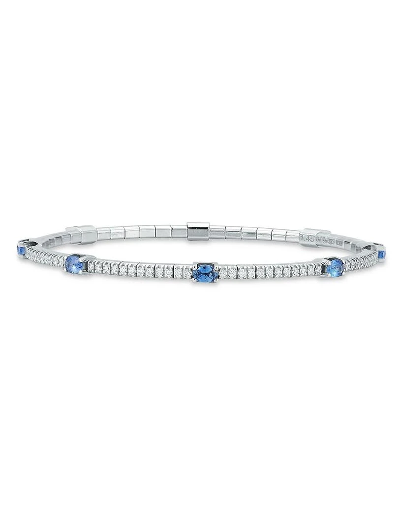 EXTENSIBLE 18K White Gold Sapphire 
Diamond Stretch Tennis Bracelet 1