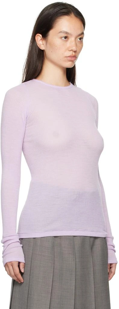 AURALEE Purple Wool Soft Rib Crew Neck Sweater 4