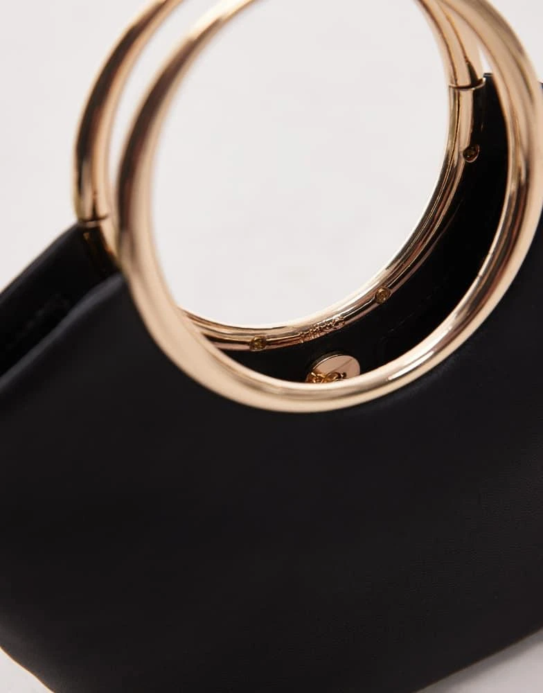 Mango Mango gold metal handle bucket bag in black 3