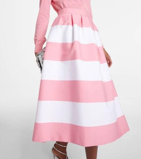 Carolina Herrera Striped pleated cotton-blend midi skirt 5