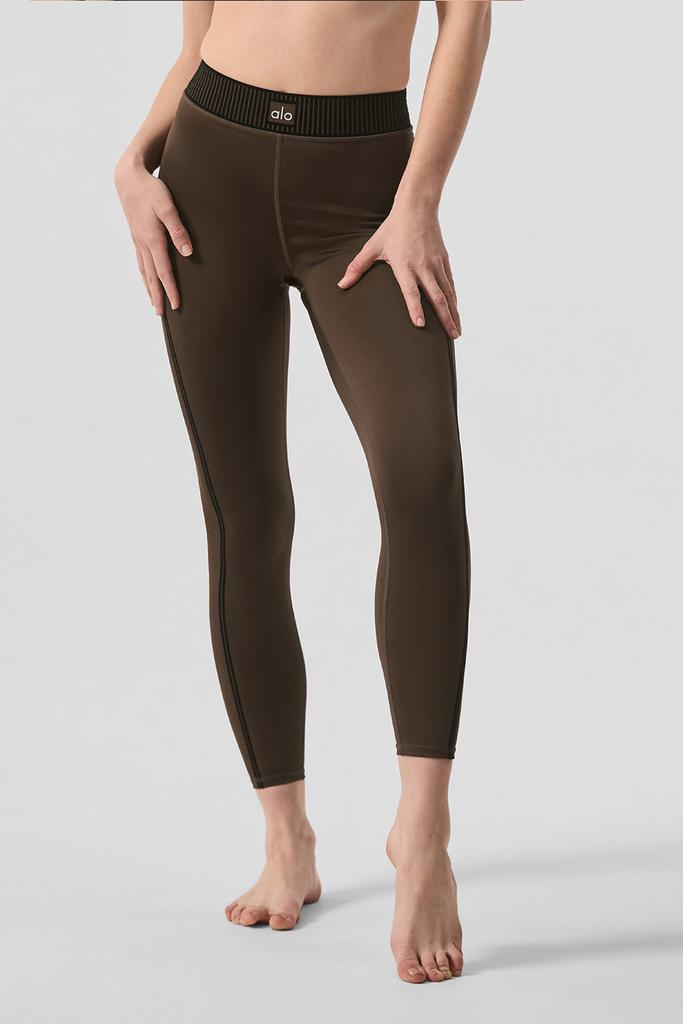 alo ダークブラウン ハイウエストレギンスxxs Alo Airlift High-Waist 7/8 Line Up Legging - Espresso - Pants