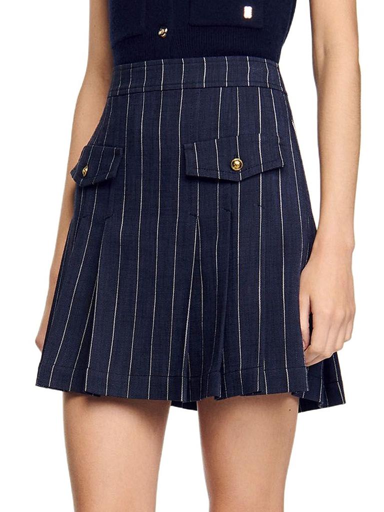 【海外限定】Sandroスカート☆Striped Pleated Woven Mini Skirt 海外限定】Sandroスカート☆Striped Pleated Woven Mini Skirt