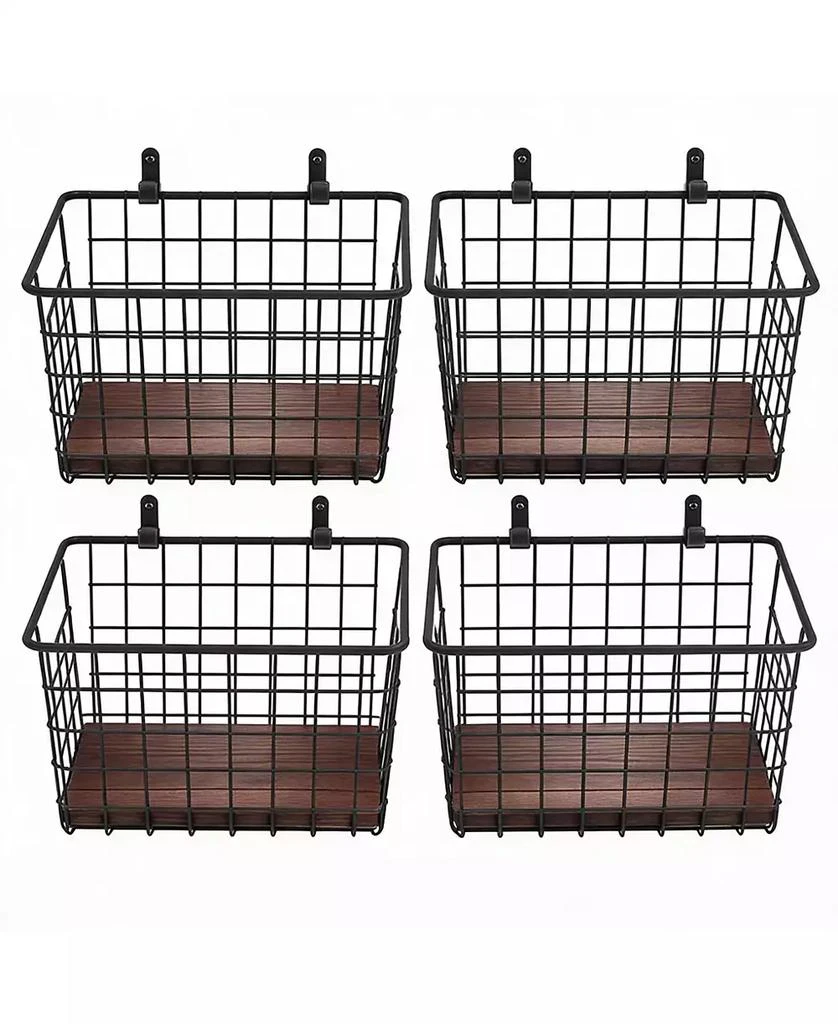 YIGII 4-Pack Metal Wire Wall Basket with Handles for Kitchen, Bathroom, Entryway