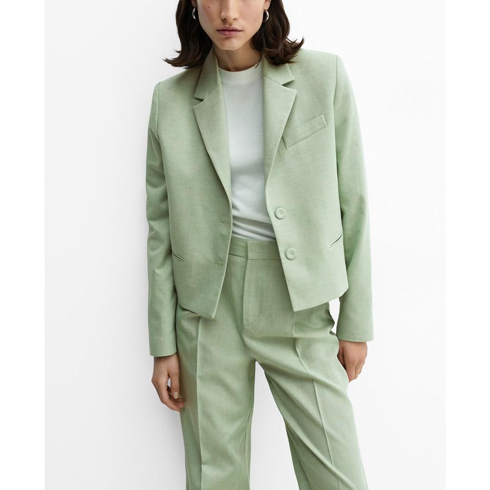 MANGO Women's Buttons Detail Cropped Blazer