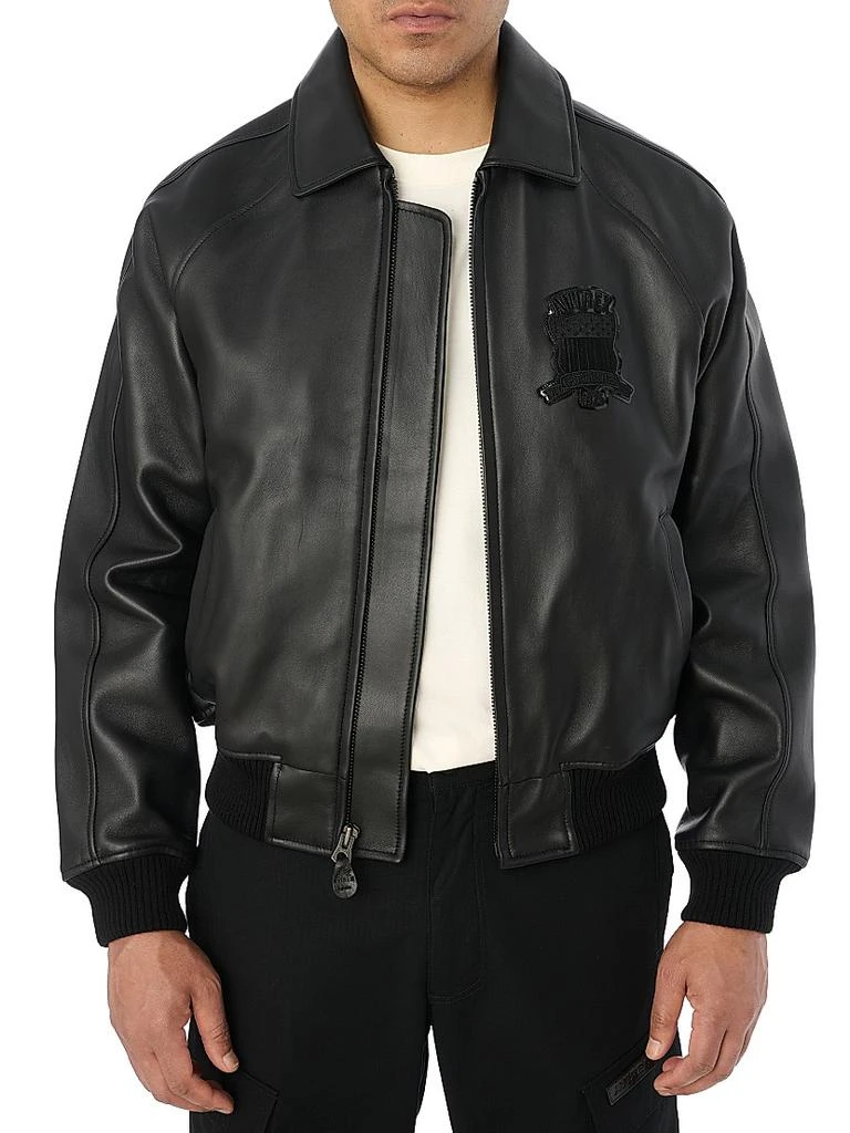 Avirex Black Icon Leather Bomber Jacket 4