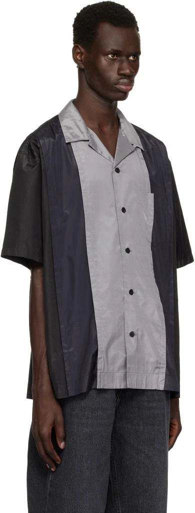 Toga Virilis Black & Navy Polyester Cotton Taffeta Shirt 2