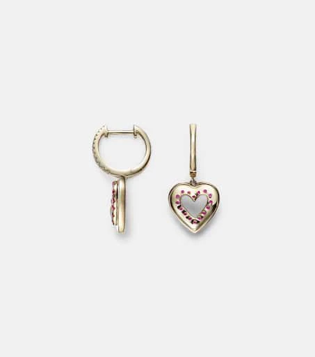 Roxanne First 14kt gold hoop earrings with diamonds and sapphires 4