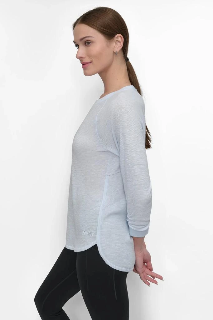 DKNY MINI SLUB WAFFLE 3/4 SLEEVE TEE WITH V-INSET 3