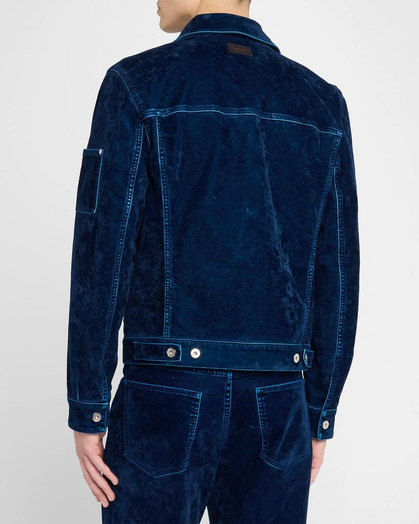 Salvatore Ferragamo Men's Flocked Velvet Denim Jacket 3