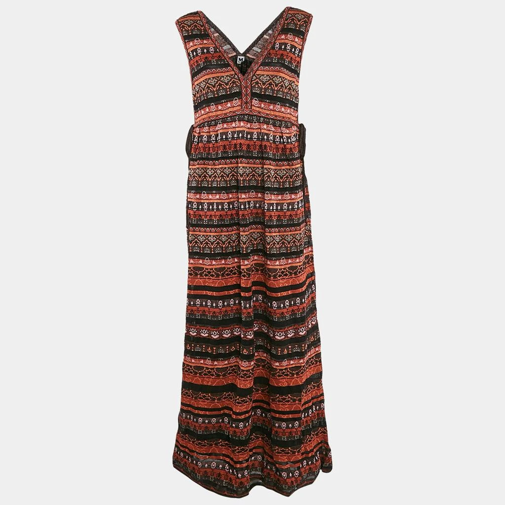 Shop M Missoni Brown/Black Stripe Pattern Lurex Knit Sleeveless