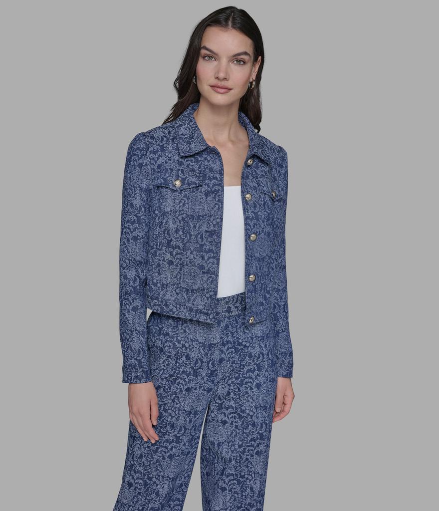 Karl Lagerfeld Paris CO-ORD BROCADE PRINT DENIM JACKET