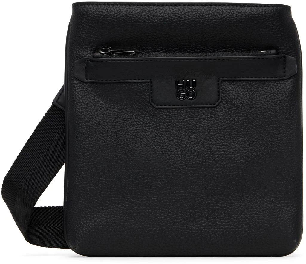 Hugo Boss Black Faux-Leather Messenger Bag 1