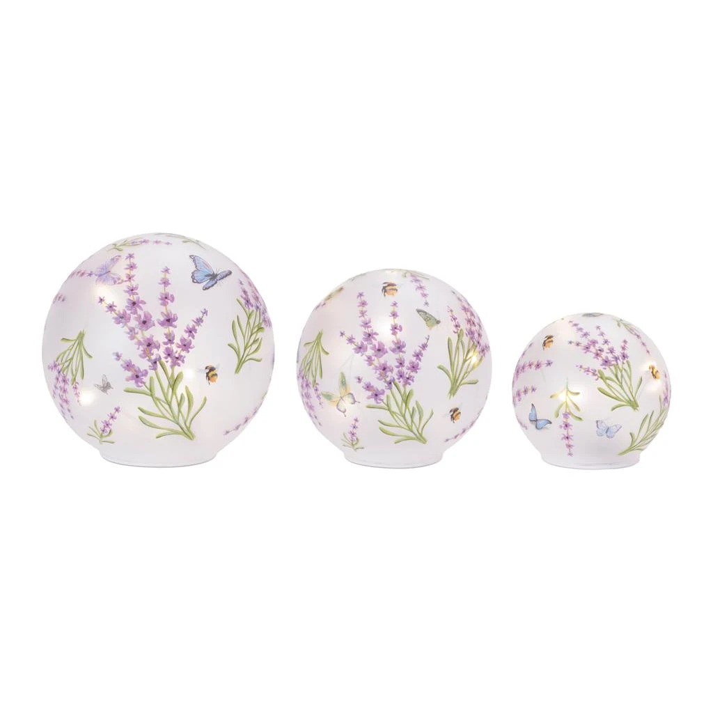 Melrose International LED Floral and Butterfly Globe (Set of 3) - Purple, Green