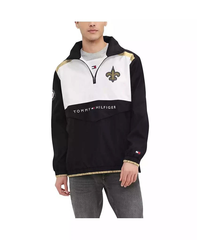 Tommy Hilfiger Men's Black, White New Orleans Saints Carter Half-Zip Hooded Top 1