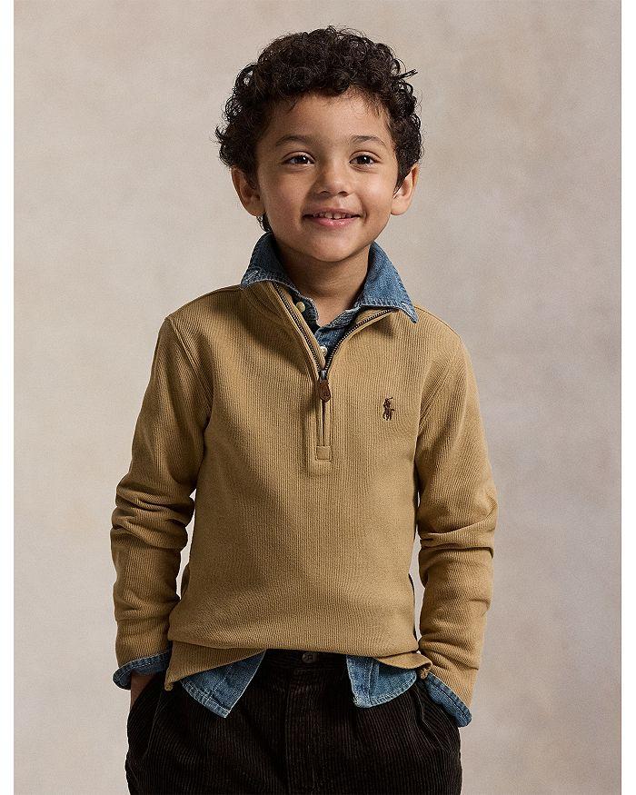 Ralph Lauren Boys' Estate Rib Quarter Zip Pullover - Big Kid, Little Kid