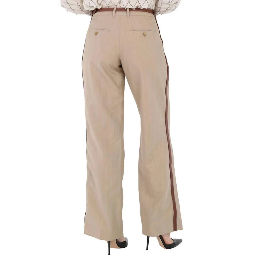 Burberry Burberry - Women
s Wool Leather Striped Trousers 3
