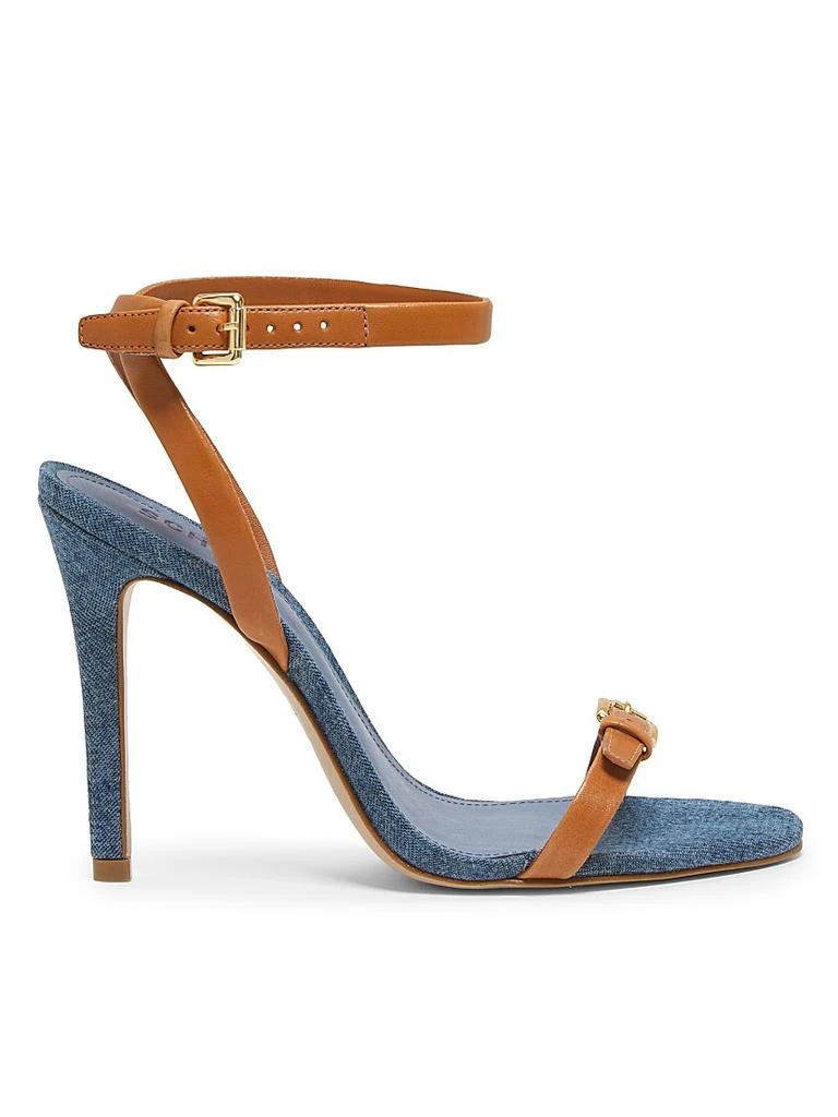 Schutz Aurora 100MM Leather & Denim Sandals 1