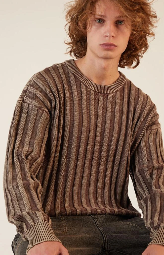 PacSun Brown Wide Ribbed Knit Crew Neck Sweater 1