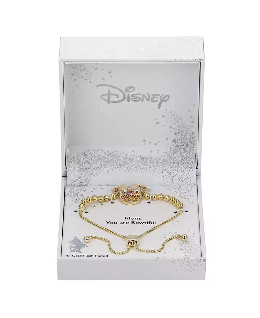 Disney Pink Crystal Minnie Mouse Flower Adjustable Bolo Bracelet 4