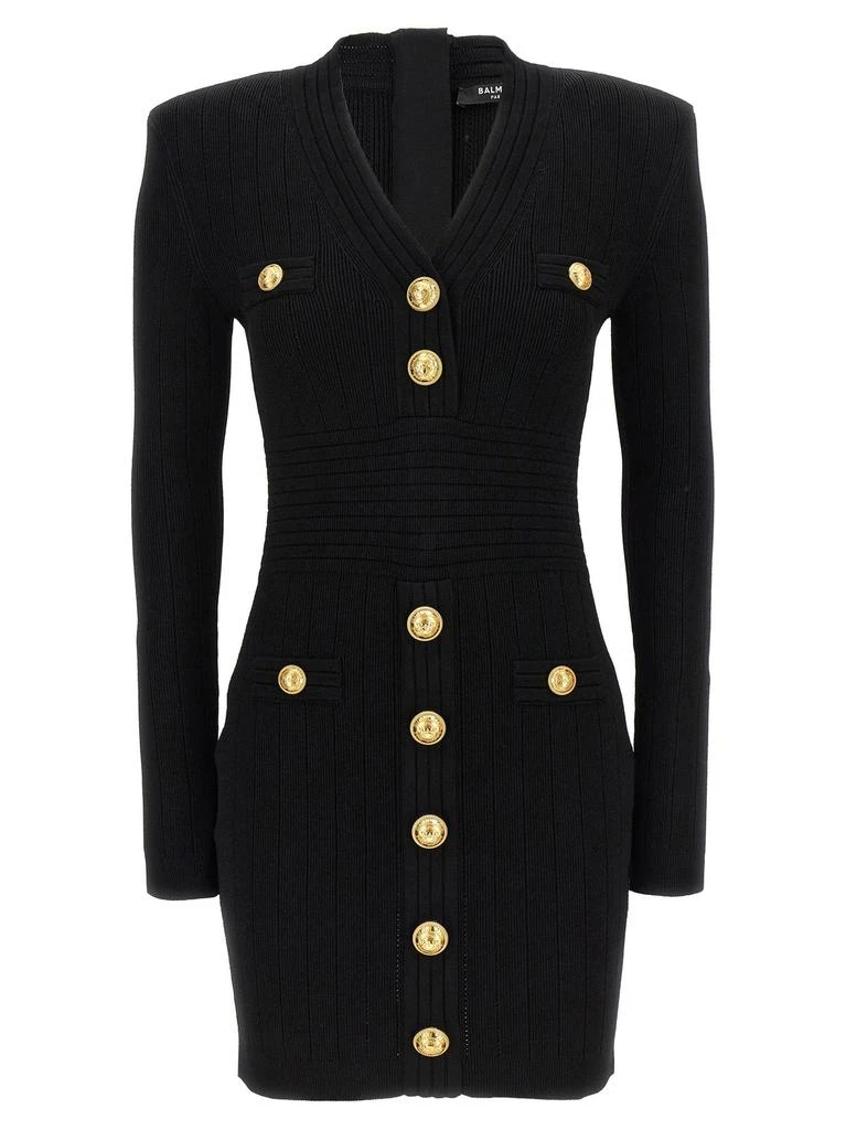 knee length dresses for ladies Balmain Monogram Mini Dress
