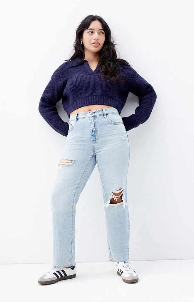 PacSun Stretch Light Indigo Ripped '90s Straight Leg Jeans 1