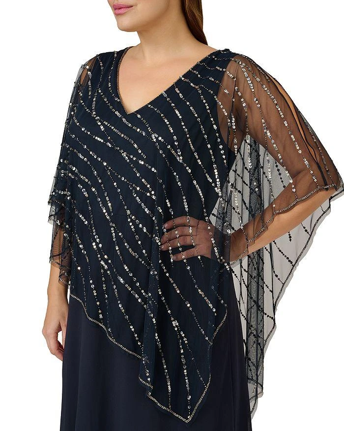 Adrianna Papell Plus Sequin Cape Overlay Gown 3