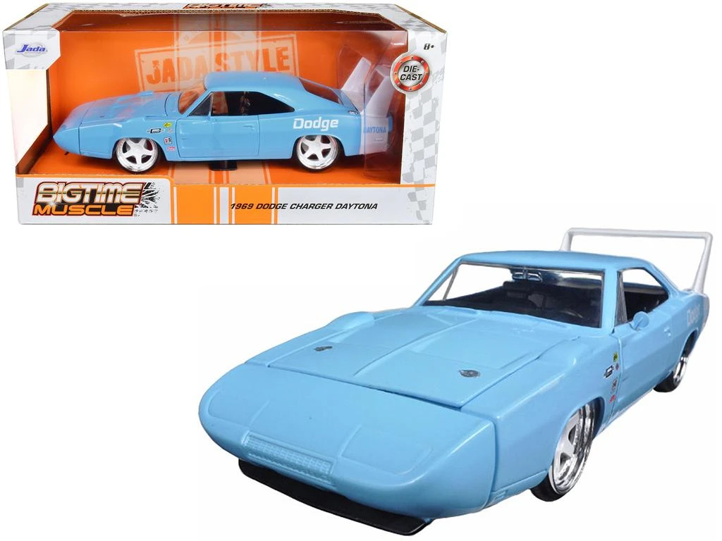 Jada 1969 Dodge Charger Daytona Light Blue with White "Bigtime Muscle" Series 1/24 Diecast Model Car by 1
